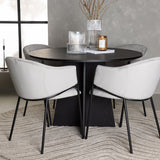Bootcut kulatý jídelní stůl - černá / černá Fanéer + jídelní židle Evelina - černá / světle šedá Velvet _4