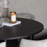 Bootcut kulatý jídelní stůl - černá / černá Fanéer + jídelní židle Evelina - černá / světle šedá Velvet _4