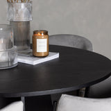 Bootcut kulatý jídelní stůl - černá / černá Fanéer + jídelní židle Evelina - černá / světle šedá Velvet _4