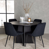 Bootcut kulatý jídelní stůl - černá / černá Fanéer + noční jídelní židle - černá / černá sametová _4