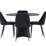 Bootcut kulatý jídelní stůl - černá / černá Fanéer + noční jídelní židle - černá / černá sametová _4