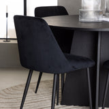 Bootcut kulatý jídelní stůl - černá / černá Fanéer + noční jídelní židle - černá / černá sametová _4