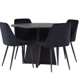 Bootcut kulatý jídelní stůl - černá / černá Fanéer + noční jídelní židle - černá / černá sametová _4