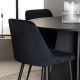 Bootcut kulatý jídelní stůl - černá / černá Fanéer + noční jídelní židle - černá / černá sametová _4