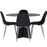 Bootcut kulatý jídelní stůl - černá / černá Fanéer + jídelní židle Polar - černý samet / chrom _4