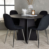 Bootcut kulatý jídelní stůl - černá / černá Fanéer + jídelní židle Polar - černý samet / chrom _4