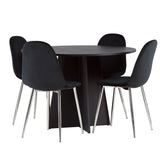 Bootcut kulatý jídelní stůl - černá / černá Fanéer + jídelní židle Polar - černý samet / chrom _4