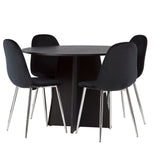 Bootcut kulatý jídelní stůl - černá / černá Fanéer + jídelní židle Polar - černý samet / chrom _4
