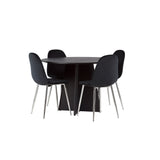 Bootcut kulatý jídelní stůl - černá / černá Fanéer + jídelní židle Polar - černý samet / chrom _4