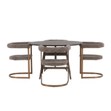 Jídelní stůl Kaseidon - kulatý - kaučukové dřevo / tmavě hnědá MDF + ranní jídelní židle - černá / černá Boucle _4