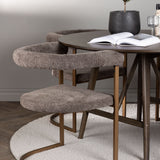 Jídelní stůl Kaseidon - kulatý - kaučukové dřevo / tmavě hnědá MDF + ranní jídelní židle - černá / černá Boucle _4