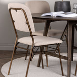 Jídelní stůl Kaseidon - kulatý - kaučukové dřevo / tmavě hnědá MDF + Jídelní židle Seda - matná hnědá / béžová látka _4