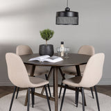 Jídelní stůl Kaseidon - kulatý - kaučukové dřevo / tmavě hnědá MDF + jídelní židle Polar - černá / béžová Boucle _4