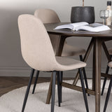 Jídelní stůl Kaseidon - kulatý - kaučukové dřevo / tmavě hnědá MDF + jídelní židle Polar - černá / béžová Boucle _4