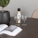 Jídelní stůl Kaseidon - kulatý - kaučukové dřevo / tmavě hnědá MDF + jídelní židle Polar - černá / béžová Boucle _4