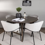 Jídelní stůl Kaseidon - Kulatý - Gumové dřevo / Tmavě hnědá MDF + Jídelní židle Evelina - Černá / Světle šedá Velvet _4