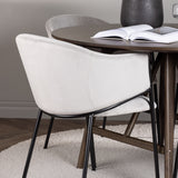 Jídelní stůl Kaseidon - Kulatý - Gumové dřevo / Tmavě hnědá MDF + Jídelní židle Evelina - Černá / Světle šedá Velvet _4