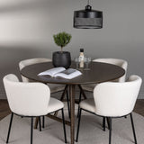 Jídelní stůl Kaseidon - kulatý - kaučukové dřevo / tmavě hnědá MDF + jídelní židle Edina - černá / bílá Boucle _4