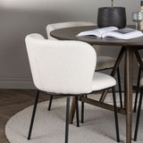 Jídelní stůl Kaseidon - kulatý - kaučukové dřevo / tmavě hnědá MDF + jídelní židle Edina - černá / bílá Boucle _4