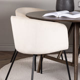 Jídelní stůl Kaseidon - kulatý - kaučukové dřevo / tmavě hnědá MDF + židle Berit - černá / béžový samet _4