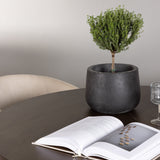 Jídelní stůl Kaseidon - kulatý - kaučukové dřevo / tmavě hnědá MDF + židle Berit - černá / béžový samet _4