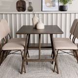 Jídelní stůl Kaseidon – kaučukové dřevo / tmavě hnědá MDF + jídelní židle Seda – matná hnědá / béžová látka _4