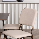 Jídelní stůl Kaseidon – kaučukové dřevo / tmavě hnědá MDF + jídelní židle Seda – matná hnědá / béžová látka _4