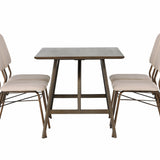 Jídelní stůl Kaseidon – kaučukové dřevo / tmavě hnědá MDF + jídelní židle Seda – matná hnědá / béžová látka _4