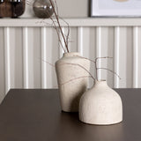 Jídelní stůl Kaseidon – kaučukové dřevo / tmavě hnědá MDF + jídelní židle Seda – matná hnědá / béžová látka _4