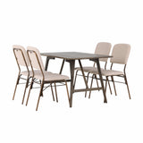 Jídelní stůl Kaseidon – kaučukové dřevo / tmavě hnědá MDF + jídelní židle Seda – matná hnědá / béžová látka _4