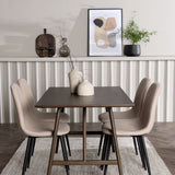 Jídelní stůl Kaseidon – kaučukové dřevo / tmavě hnědá MDF + jídelní židle Polar – černá / béžová Boucle _4