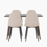 Jídelní stůl Kaseidon – kaučukové dřevo / tmavě hnědá MDF + jídelní židle Polar – černá / béžová Boucle _4