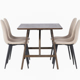 Jídelní stůl Kaseidon – kaučukové dřevo / tmavě hnědá MDF + jídelní židle Polar – černá / béžová Boucle _4