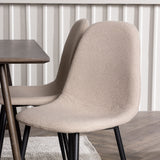 Jídelní stůl Kaseidon – kaučukové dřevo / tmavě hnědá MDF + jídelní židle Polar – černá / béžová Boucle _4