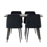 Jídelní stůl Kaseidon – kaučukové dřevo / tmavě hnědá MDF + noční jídelní židle – černá / černý samet _4