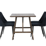 Jídelní stůl Kaseidon – kaučukové dřevo / tmavě hnědá MDF + noční jídelní židle – černá / černý samet _4