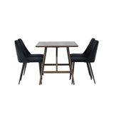 Jídelní stůl Kaseidon – kaučukové dřevo / tmavě hnědá MDF + noční jídelní židle – černá / černý samet _4