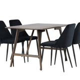 Jídelní stůl Kaseidon – kaučukové dřevo / tmavě hnědá MDF + noční jídelní židle – černá / černý samet _4