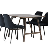 Jídelní stůl Kaseidon – kaučukové dřevo / tmavě hnědá MDF + noční jídelní židle – černá / černý samet _4