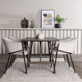 Jídelní stůl Kaseidon – kaučukové dřevo / tmavě hnědá MDF + jídelní židle Evelina – černá / světle šedá Velvet _4