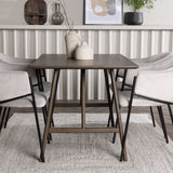 Jídelní stůl Kaseidon – kaučukové dřevo / tmavě hnědá MDF + jídelní židle Evelina – černá / světle šedá Velvet _4