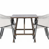 Jídelní stůl Kaseidon – kaučukové dřevo / tmavě hnědá MDF + jídelní židle Evelina – černá / světle šedá Velvet _4