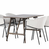 Jídelní stůl Kaseidon – kaučukové dřevo / tmavě hnědá MDF + jídelní židle Evelina – černá / světle šedá Velvet _4