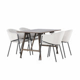 Jídelní stůl Kaseidon – kaučukové dřevo / tmavě hnědá MDF + jídelní židle Evelina – černá / světle šedá Velvet _4