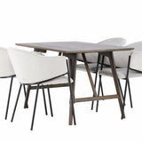 Jídelní stůl Kaseidon – kaučukové dřevo / tmavě hnědá MDF + jídelní židle Evelina – černá / světle šedá Velvet _4