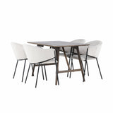 Jídelní stůl Kaseidon – kaučukové dřevo / tmavě hnědá MDF + jídelní židle Evelina – černá / světle šedá Velvet _4