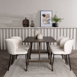 Jídelní stůl Kaseidon – kaučukové dřevo / tmavě hnědá MDF + jídelní židle Edina – černá / bílá Boucle _4