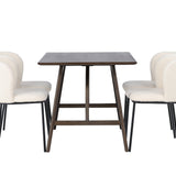 Jídelní stůl Kaseidon – kaučukové dřevo / tmavě hnědá MDF + jídelní židle Edina – černá / bílá Boucle _4