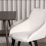 Jídelní stůl Kaseidon – kaučukové dřevo / tmavě hnědá MDF + Rosie jídelní židle – černá / béžová látka _4