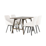 Jídelní stůl Kaseidon – kaučukové dřevo / tmavě hnědá MDF + Rosie jídelní židle – černá / béžová látka _4